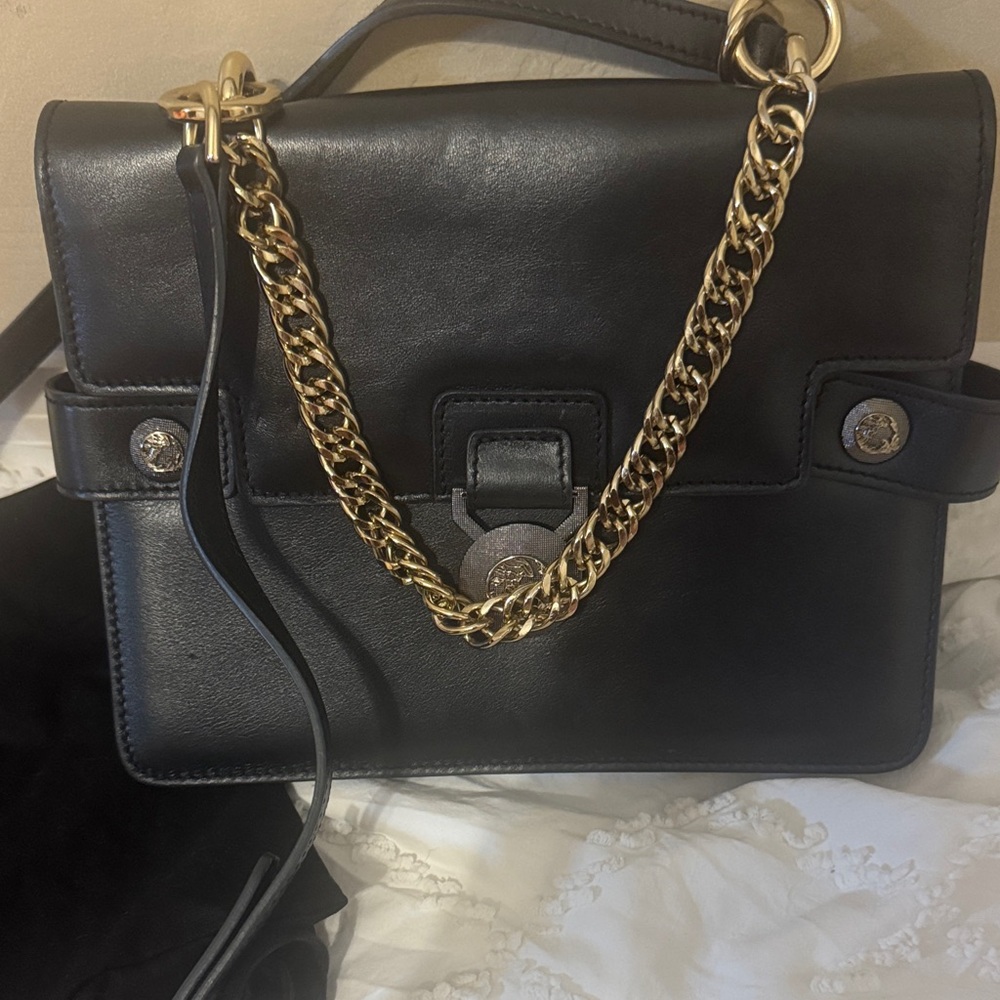 Versace Black Leather Chain Bag